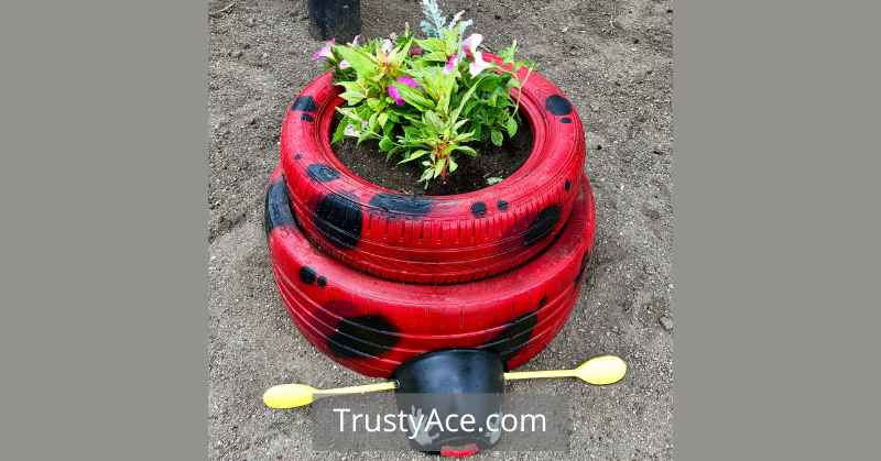 Tire Planter Ideas For Ladybug Tire Planters