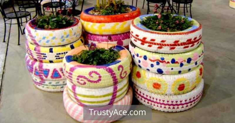 Tire Planter Ideas For Stacked Tire Planters