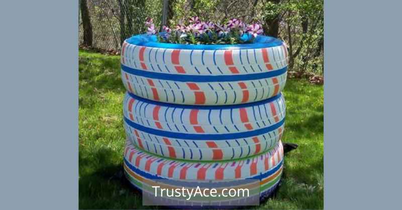 Stacked Tire Planters Ideas