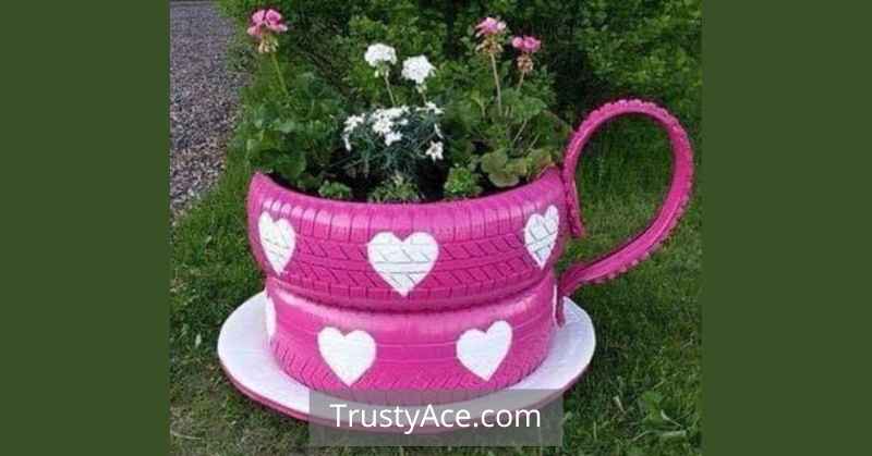 Teacup Tire Planters Ideas