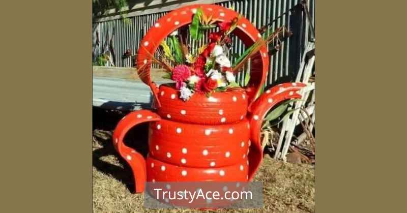 Teapot Tire Planters Ideas