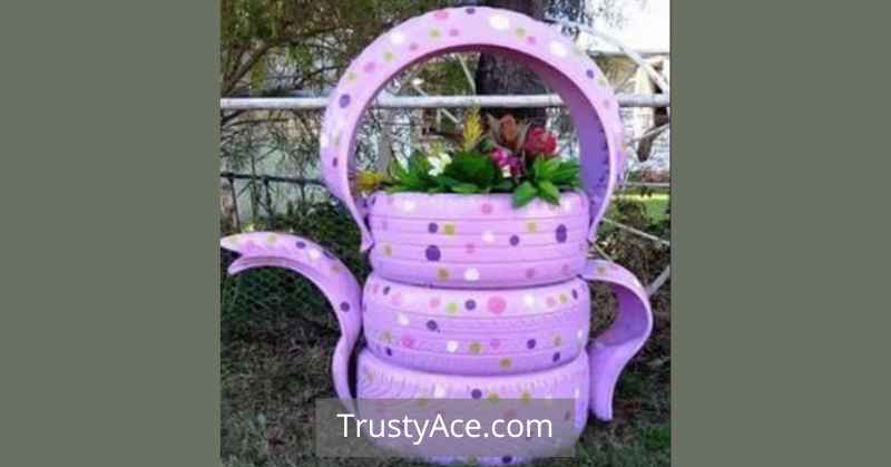 Tire Planter Ideas For Teapot Tire Planters