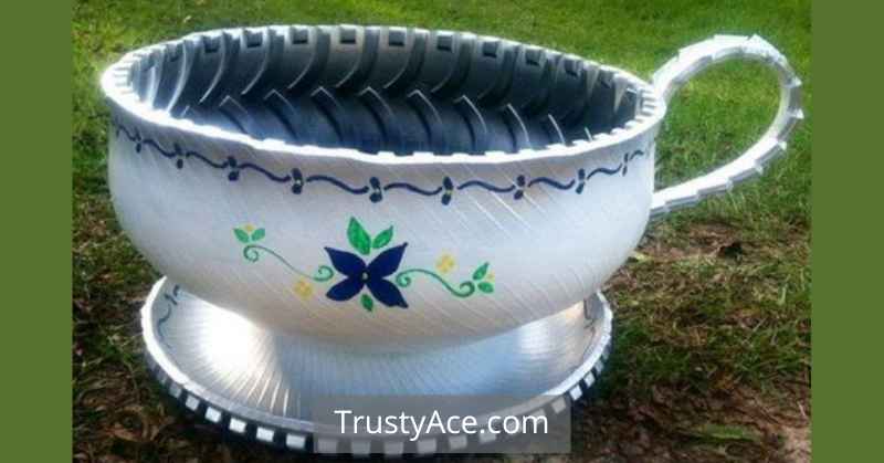 Cup And Saucer Tire Planters Ideas