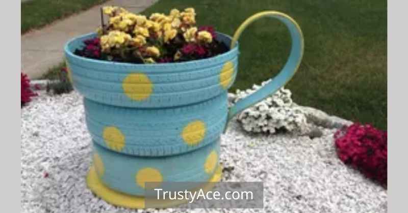 Tire Planter Ideas For Tea Cup Tire Planters