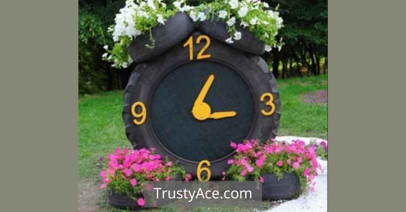 Tire Planter Ideas For Clock Tire Planters