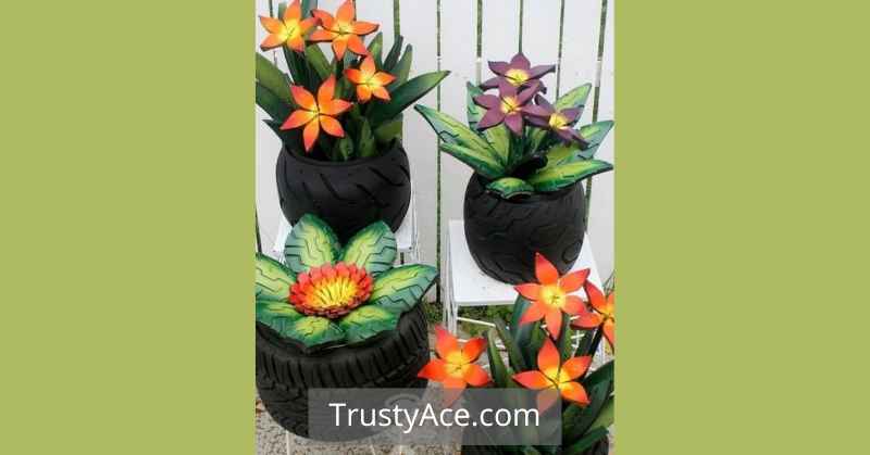 Flower Pot With Flowers Tire Planter Ideas