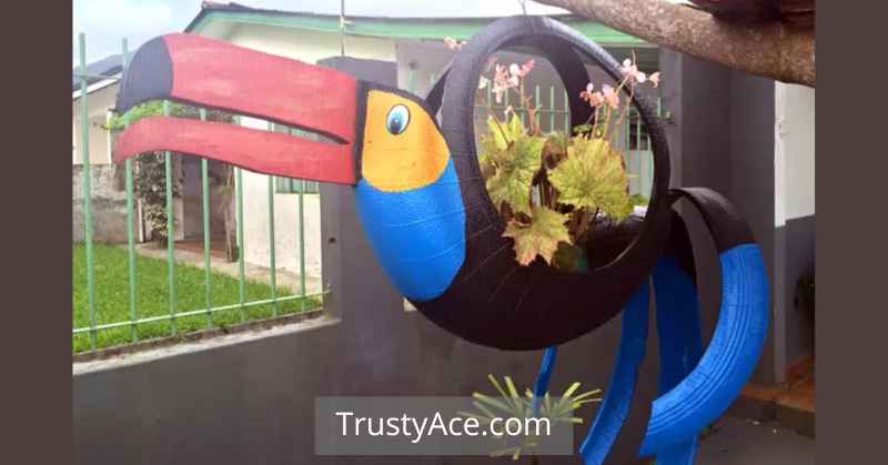 Tire Planter Ideas For Recycled Bird Tire Planters