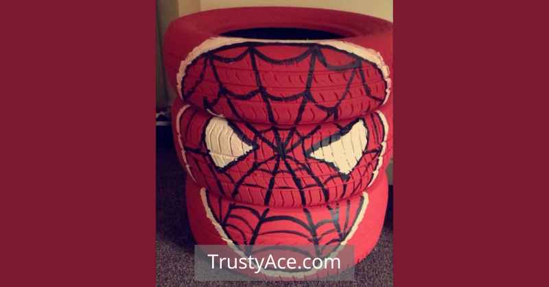 Spiderman Tire Planters Ideas