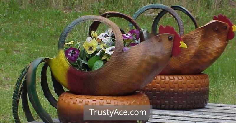 Tire Chicken Planters Ideas