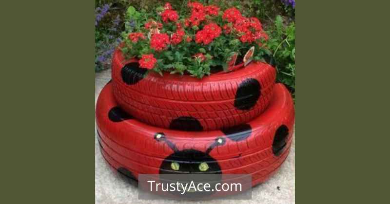 Ladybug Tire Planters Ideas