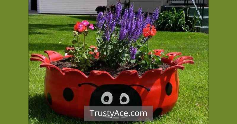 Tire Planter Ideas For Ladybug Tire Planters