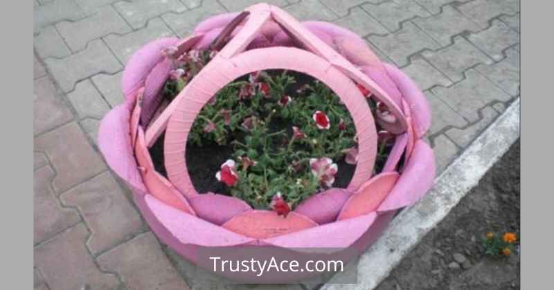 Tire Planter Ideas For Flower Shaped Tire Planters