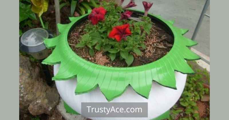 Tire Planter Ideas For Flower Shaped Tire Planters