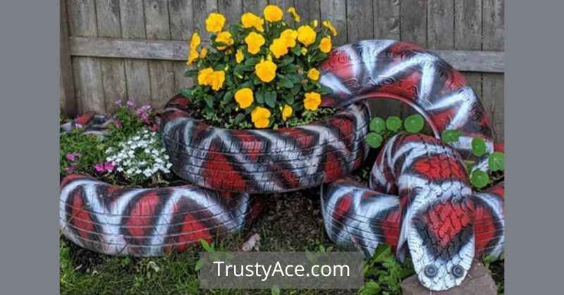 Tire Planter Ideas For Snake Tire Planters