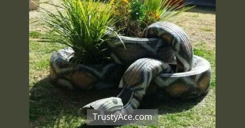 Snake Tire Planters Ideas