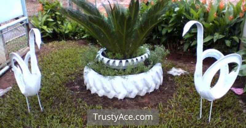 Swan Tire Planters Ideas