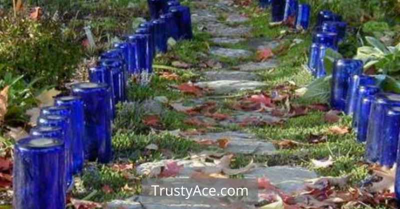 Walkway Edging Landscape Border Ideas With Bottles Edging