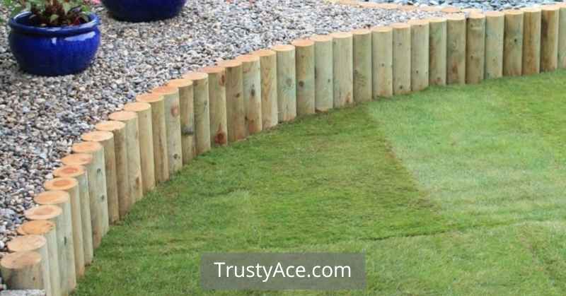 Landscape Border Ideas With Edging With Vertical Tree Logs