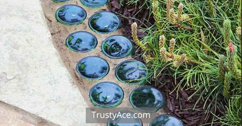 Glass Bottle Edging As Easy Landscape Border Ideas