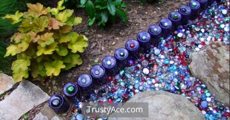 Landscape Border Ideas With Glass Bottle Edging