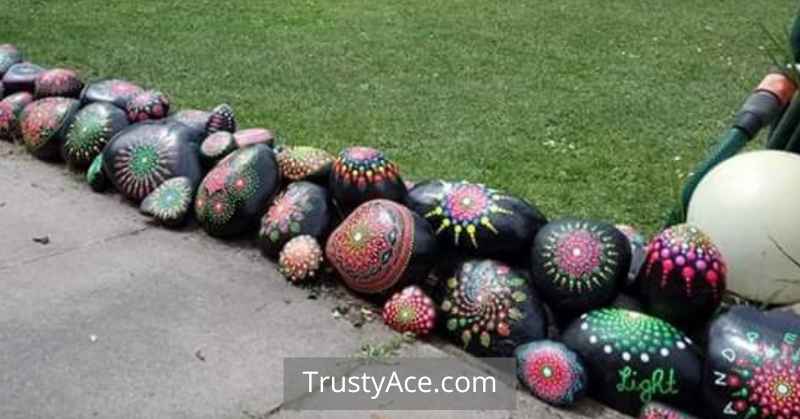 Rock Landscape Border Ideas With Painted Rock Borders