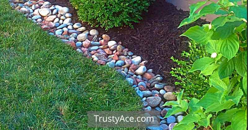 Stone And Pebble Stone Landscape Border Ideas