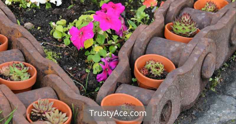 Recycled Iron Chain Landscape Border Ideas