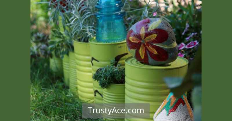 Landscape Border Ideas For Backyard With Recycled Tin Cans Edging