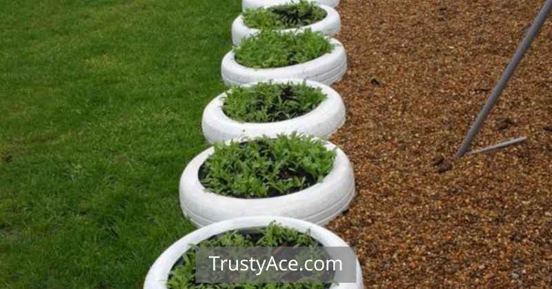 Lawn Landscape Border Ideas With Tires Lawn Edging