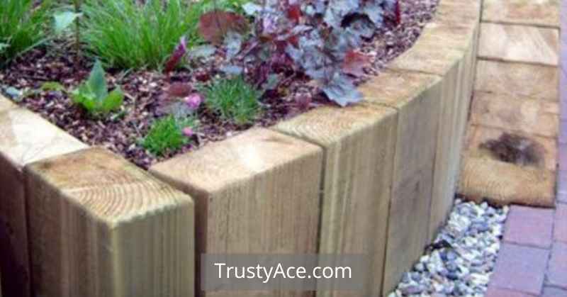 Landscape Border Ideas With Wooden Blocks