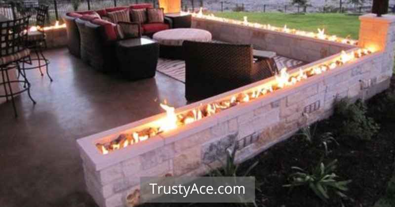 Outdoor Fire Pit Ideas For Elongated Backyard Design