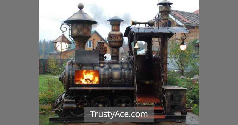 Train Decorative Backyard Outdoor Fire Pit Ideas