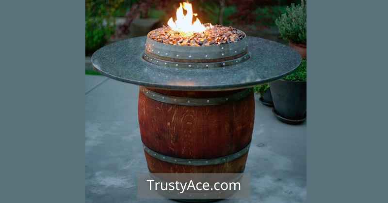 Outdoor Fire Pit Ideas With Recycled Wine Barrel With Metal Fire Tables