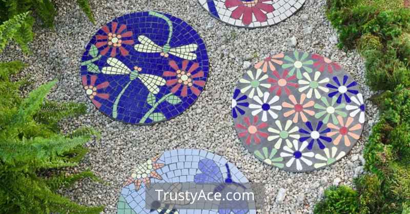 Walkway Ideas With Mosaic Stepping Stones