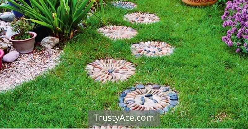 Pebble Rock Stepping Stone Walkway Ideas