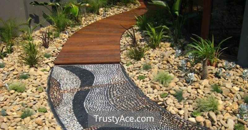 Stone And Wood Garden Walkway Ideas