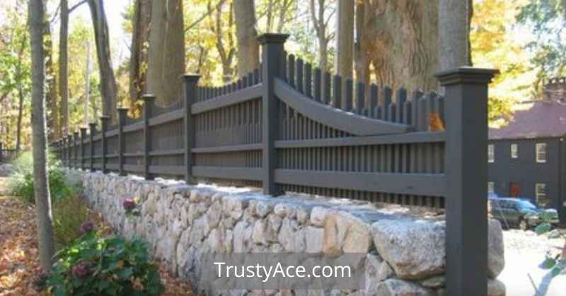 Stone Wall Ideas With Wood Fence On Top