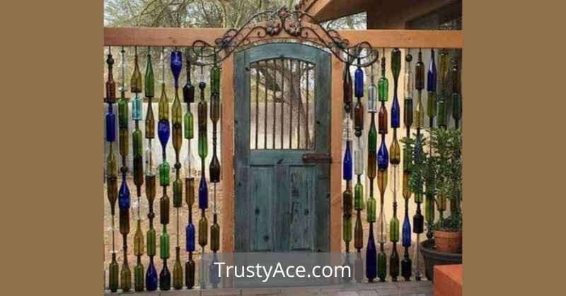 Wood Fence Ideas With Glass Bottles