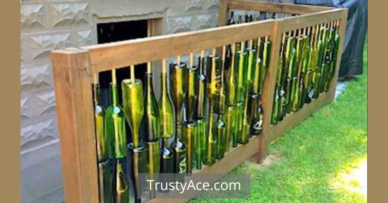 Wood Fence Ideas Using Glass Bottles