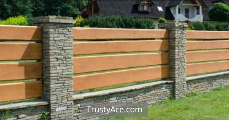 Wood Fence Ideas With Stone Posts