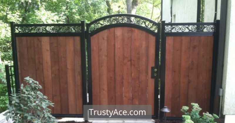 Wrought Iron Fence With Wood Slats